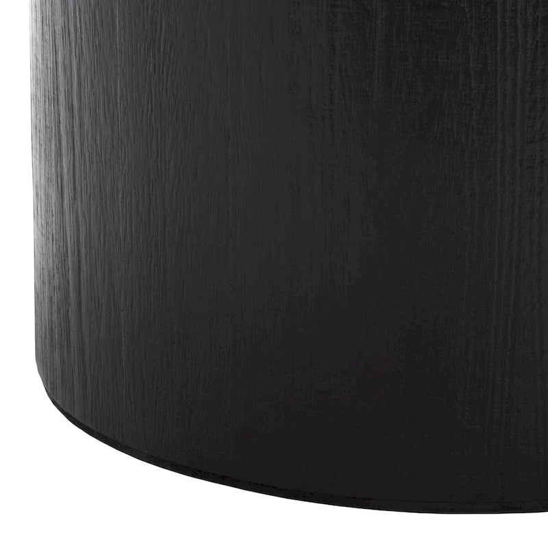 Round Pedestal Coffee Table – Natural / Dark Oak / Black / Black & White Wash, Farmhouse Style