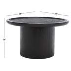 Round Pedestal Coffee Table – Natural / Dark Oak / Black / Black & White Wash, Farmhouse Style