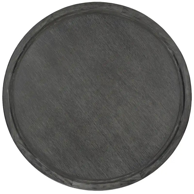Round Pedestal Coffee Table – Natural / Dark Oak / Black / Black & White Wash, Farmhouse Style