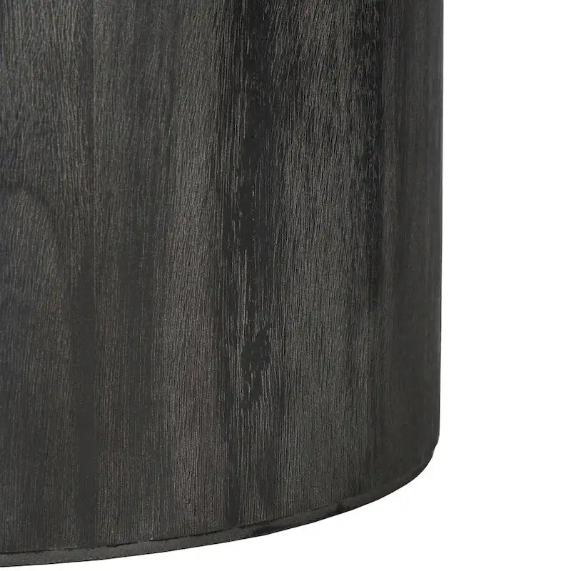 Round Pedestal Coffee Table – Natural / Dark Oak / Black / Black & White Wash, Farmhouse Style