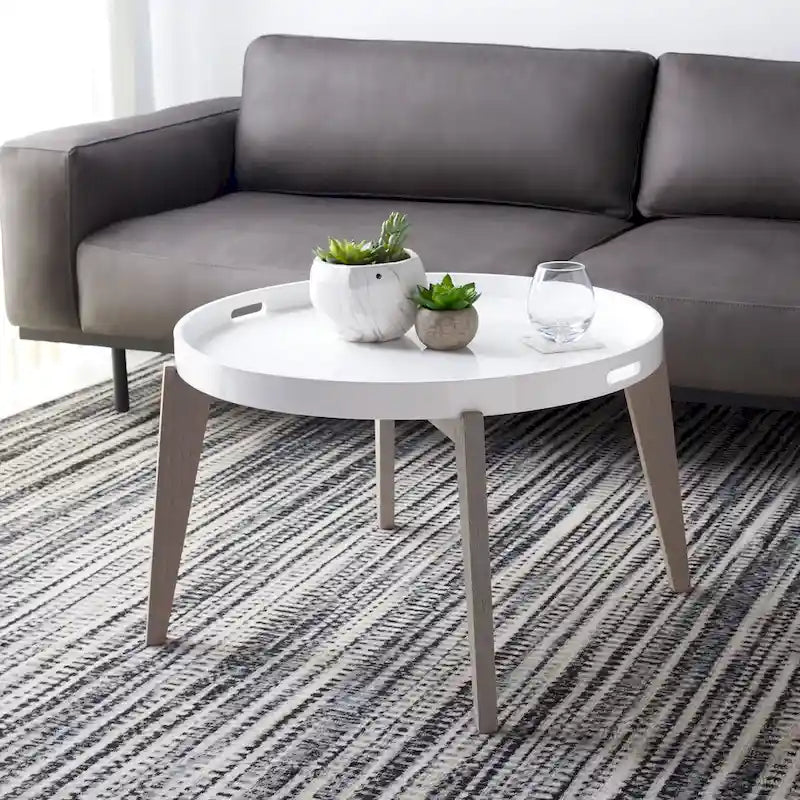 Sharron White/ Grey Lacquer End Table - 0 - 32 x 32 x 18 - 32Wx32Dx18H