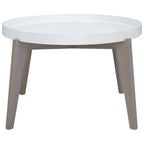 Round End Table with Removable Lacquer Tray – White & Grey, Contemporary Style
