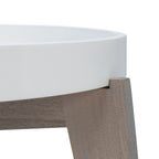 Round End Table with Removable Lacquer Tray – White & Grey, Contemporary Style