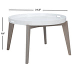 Round End Table with Removable Lacquer Tray – White & Grey, Contemporary Style