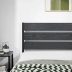 Metal Platform Bed Frame with Wood Grain Headboard – Brown / Slate / Black, Twin / Full / Queen, Single