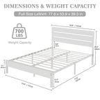 Metal Platform Bed Frame with Wood Grain Headboard – Brown / Slate / Black, Twin / Full / Queen, Single