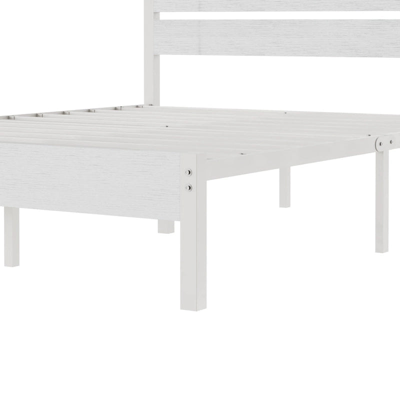 Metal Platform Bed Frame with Wood Grain Headboard – Brown / Slate / Black, Twin / Full / Queen, Single