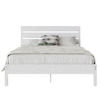 Metal Platform Bed Frame with Wood Grain Headboard – Brown / Slate / Black, Twin / Full / Queen, Single