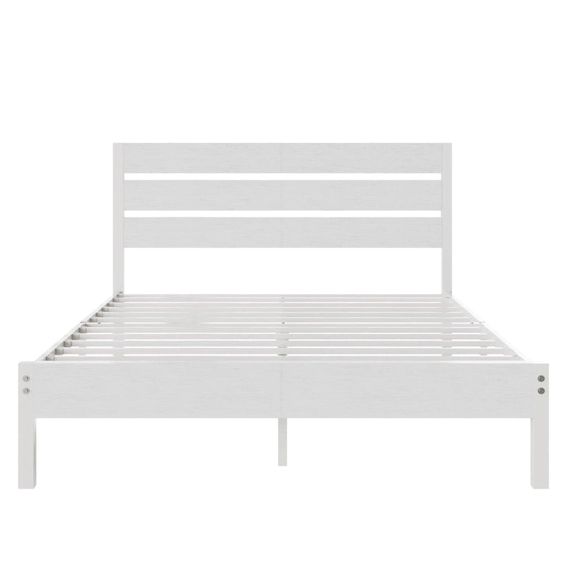 Metal Platform Bed Frame with Wood Grain Headboard – Brown / Slate / Black, Twin / Full / Queen, Single