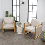 Saranac Mid-Century Modern Roped Acacia Wood Outdoor Patio Chair with Cushions, (Set of 2) by JONATHAN Y