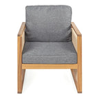 Saranac Mid-Century Modern Roped Acacia Wood Outdoor Patio Chair with Cushions, (Set of 2) by JONATHAN Y