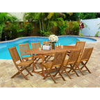 Outdoor Set - Outdoor Chairs Slatted Back and a Table and Oval Top with Wooden legs - Natural Oil Finish (Pieces option)