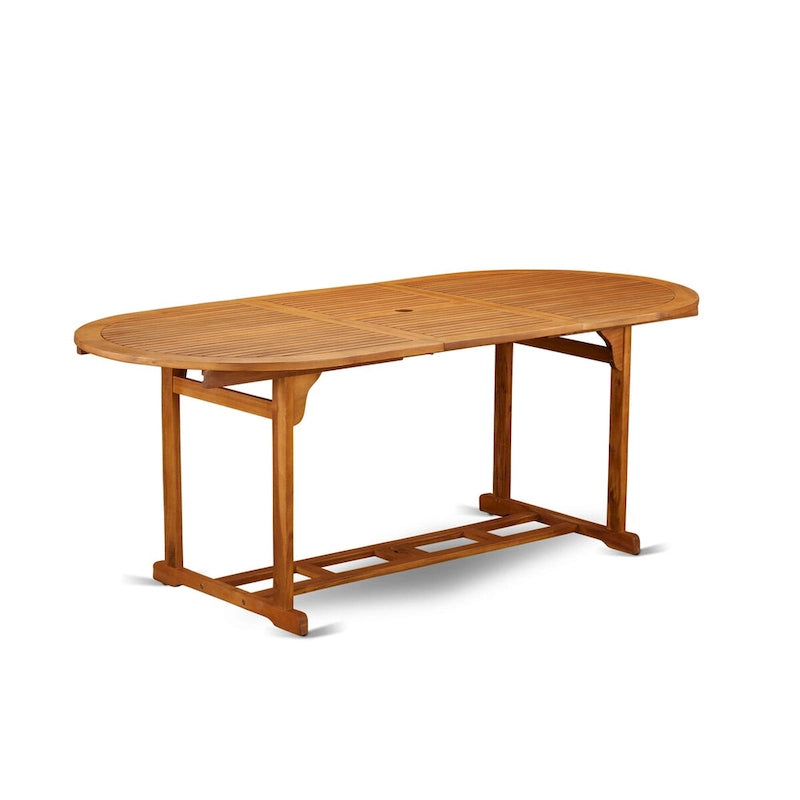 Outdoor Set - Outdoor Chairs Slatted Back and a Table and Oval Top with Wooden legs - Natural Oil Finish (Pieces option)