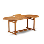 Outdoor Set - Outdoor Chairs Slatted Back and a Table and Oval Top with Wooden legs - Natural Oil Finish (Pieces option)