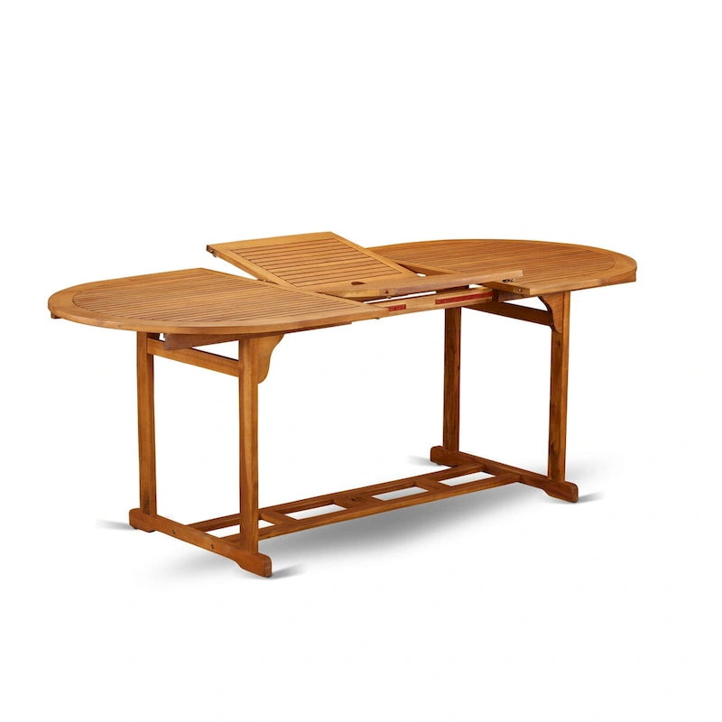 Outdoor Set - Outdoor Chairs Slatted Back and a Table and Oval Top with Wooden legs - Natural Oil Finish (Pieces option)