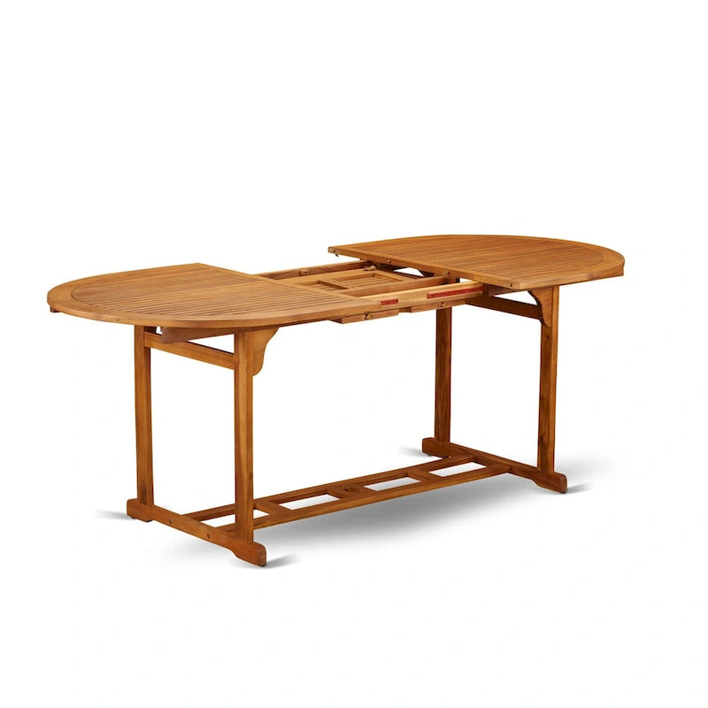 Outdoor Set - Outdoor Chairs Slatted Back and a Table and Oval Top with Wooden legs - Natural Oil Finish (Pieces option)