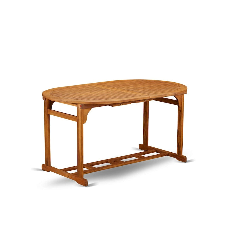 Outdoor Set - Outdoor Chairs Slatted Back and a Table and Oval Top with Wooden legs - Natural Oil Finish (Pieces option)