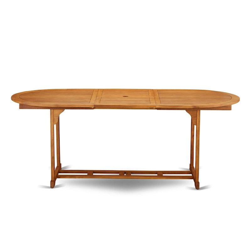 Outdoor Set - Outdoor Chairs Slatted Back and a Table and Oval Top with Wooden legs - Natural Oil Finish (Pieces option)