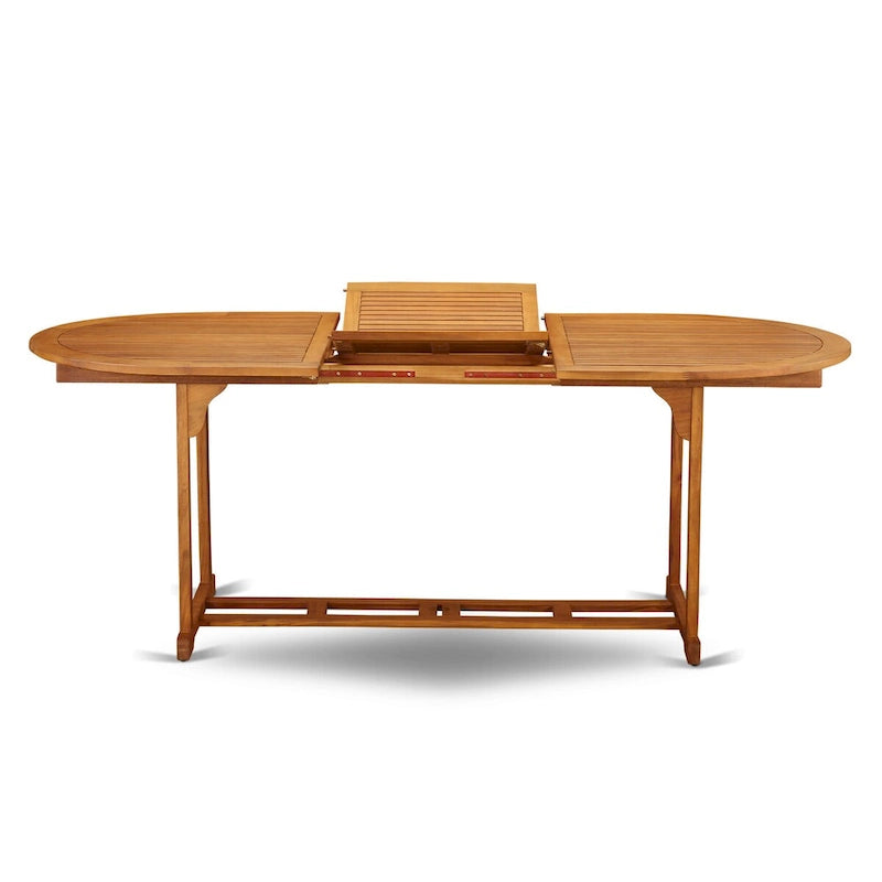 Outdoor Set - Outdoor Chairs Slatted Back and a Table and Oval Top with Wooden legs - Natural Oil Finish (Pieces option)