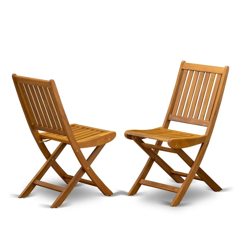 Outdoor Set - Outdoor Chairs Slatted Back and a Table and Oval Top with Wooden legs - Natural Oil Finish (Pieces option)