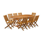 Outdoor Set - Outdoor Chairs Slatted Back and a Table and Oval Top with Wooden legs - Natural Oil Finish (Pieces option)