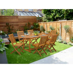 Outdoor Set - Outdoor Chairs Slatted Back and a Table and Oval Top with Wooden legs - Natural Oil Finish (Pieces option)
