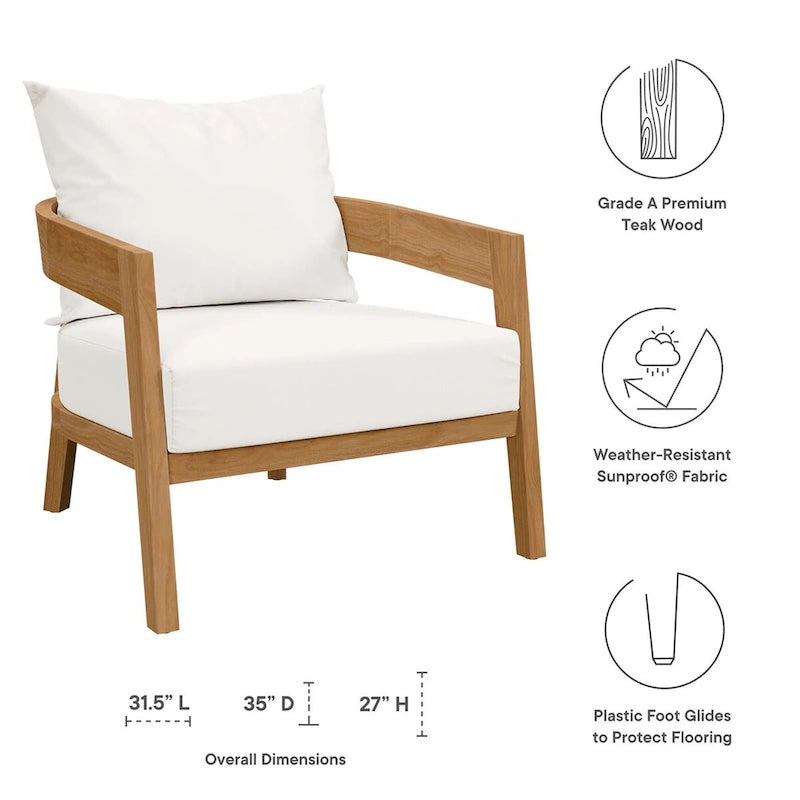 Brisbane Teak Wood Outdoor Patio Armchair