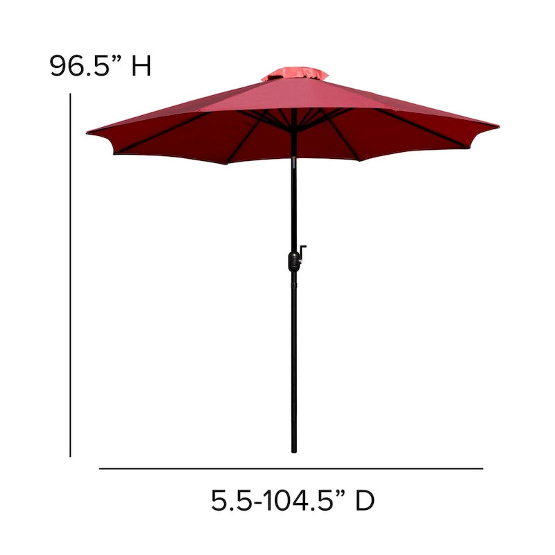 Black Steel Framed 35 Square Faux Teak Patio Table-Tan 9FT Patio Umbrella-Base