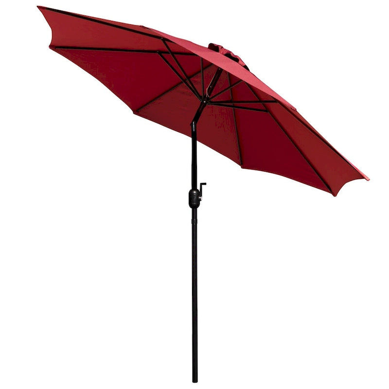 Black Steel Framed 35 Square Faux Teak Patio Table-Tan 9FT Patio Umbrella-Base