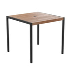Black Steel Framed 35 Square Faux Teak Patio Table-Tan 9FT Patio Umbrella-Base