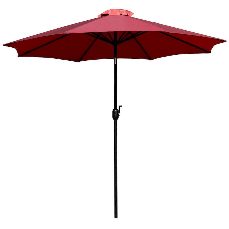 Black Steel Framed 35 Square Faux Teak Patio Table-Tan 9FT Patio Umbrella-Base