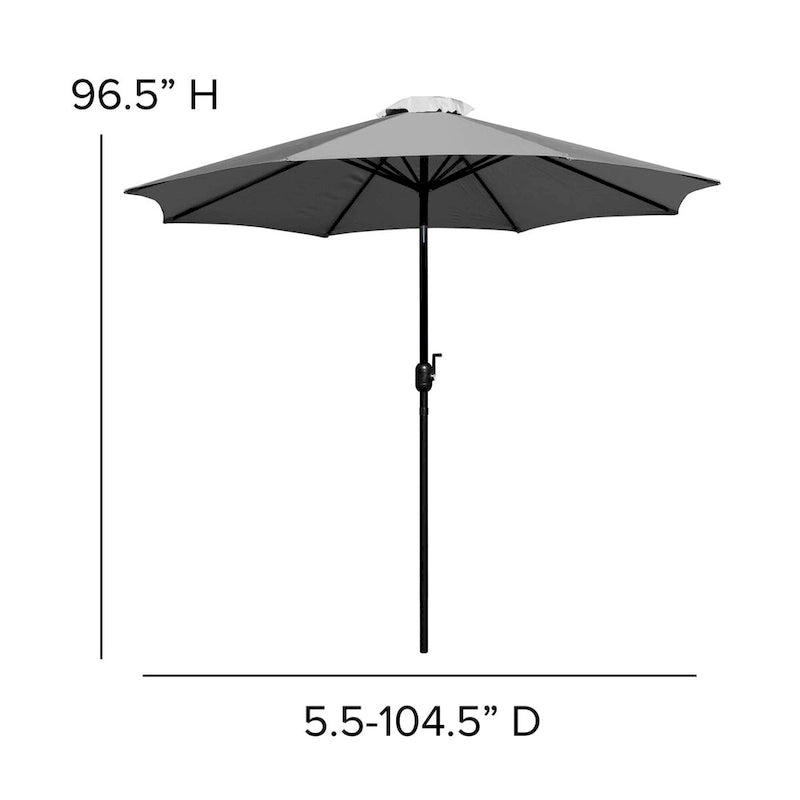 Black Steel Framed 35 Square Faux Teak Patio Table-Tan 9FT Patio Umbrella-Base