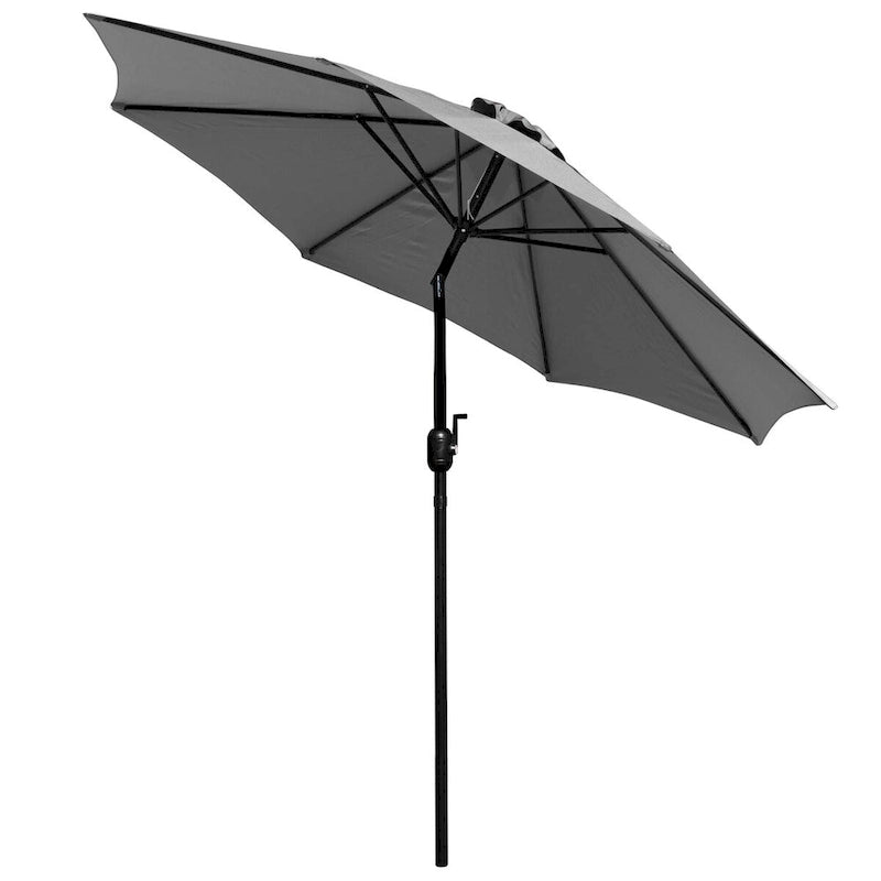 Black Steel Framed 35 Square Faux Teak Patio Table-Tan 9FT Patio Umbrella-Base