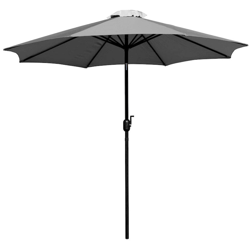 Black Steel Framed 35 Square Faux Teak Patio Table-Tan 9FT Patio Umbrella-Base