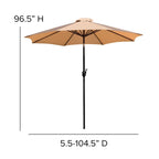Black Steel Framed 35 Square Faux Teak Patio Table-Tan 9FT Patio Umbrella-Base