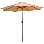 Black Steel Framed 35 Square Faux Teak Patio Table-Tan 9FT Patio Umbrella-Base