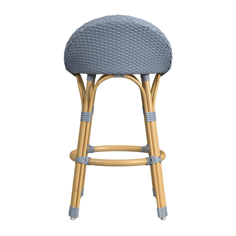 Tobias Outdoor Rattan and Metal Low Back Counter Stool