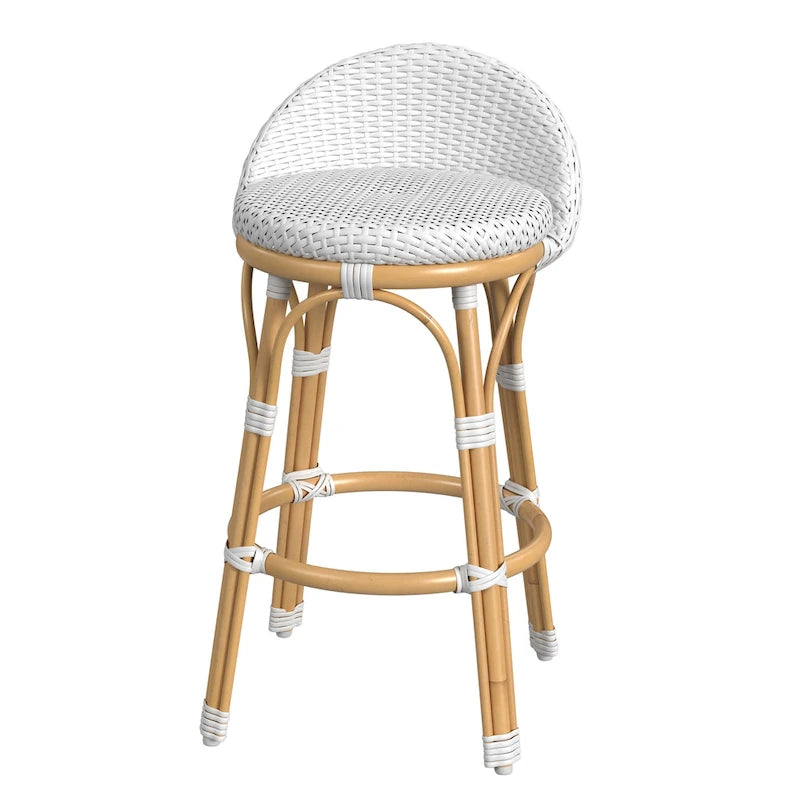 Tobias Outdoor Rattan and Metal Low Back Counter Stool