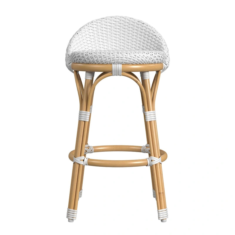 Tobias Outdoor Rattan and Metal Low Back Counter Stool
