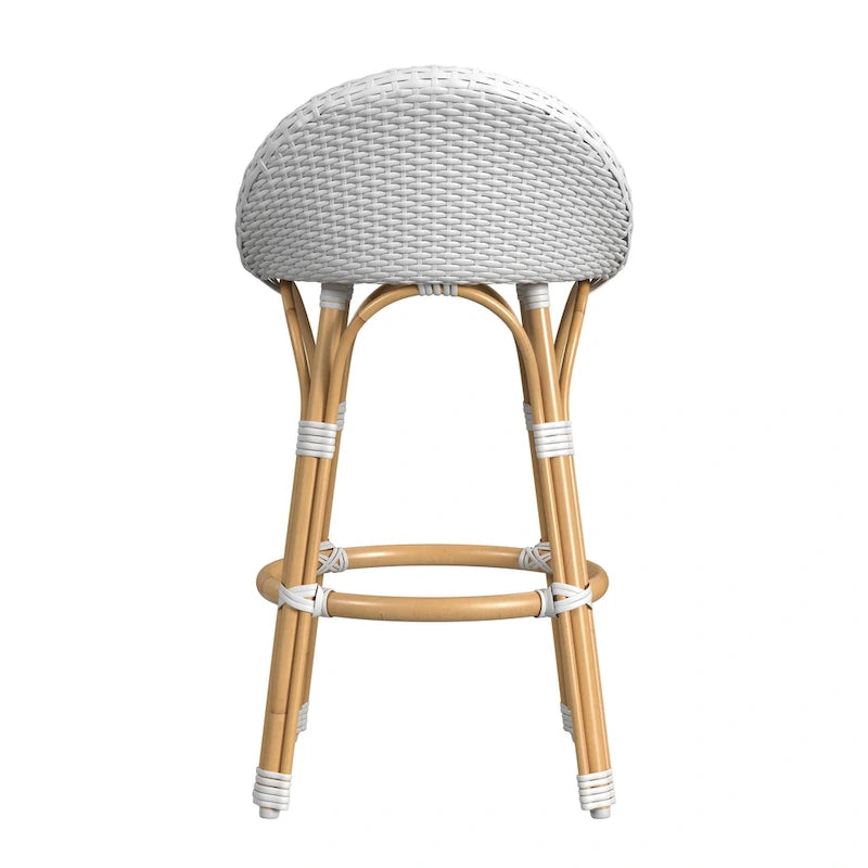Tobias Outdoor Rattan and Metal Low Back Counter Stool