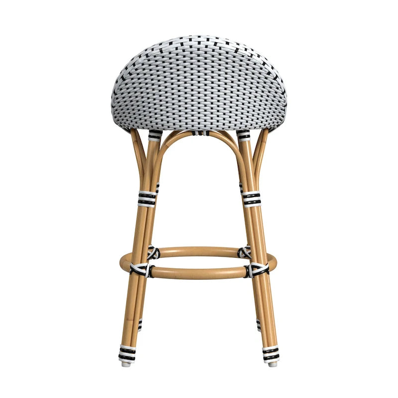 Tobias Outdoor Rattan and Metal Low Back Counter Stool