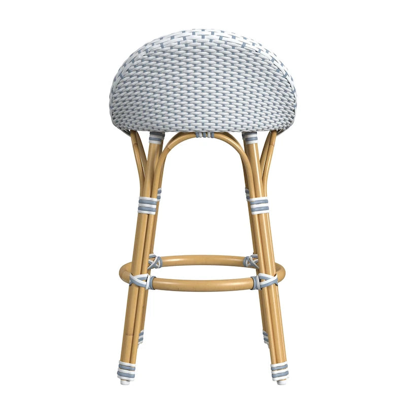 Tobias Outdoor Rattan and Metal Low Back Counter Stool