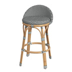Tobias Outdoor Rattan and Metal Low Back Counter Stool