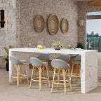 Tobias Outdoor Rattan and Metal Low Back Counter Stool