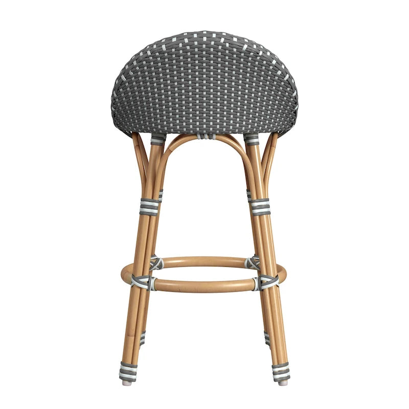 Tobias Outdoor Rattan and Metal Low Back Counter Stool