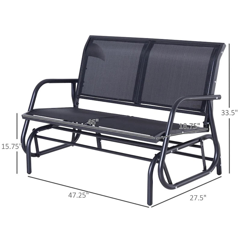 2-Person Outdoor Glider Bench, Patio Double Swing Rocking Chair