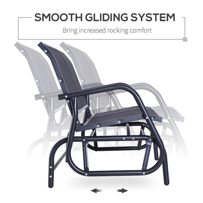2-Person Outdoor Glider Bench, Patio Double Swing Rocking Chair