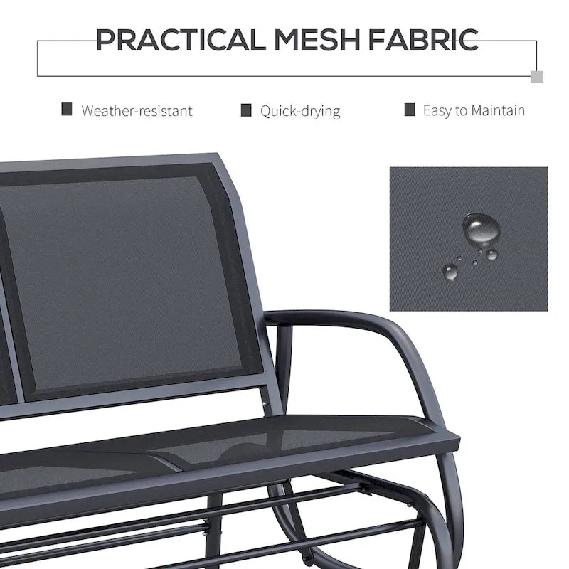 2-Person Outdoor Glider Bench, Patio Double Swing Rocking Chair
