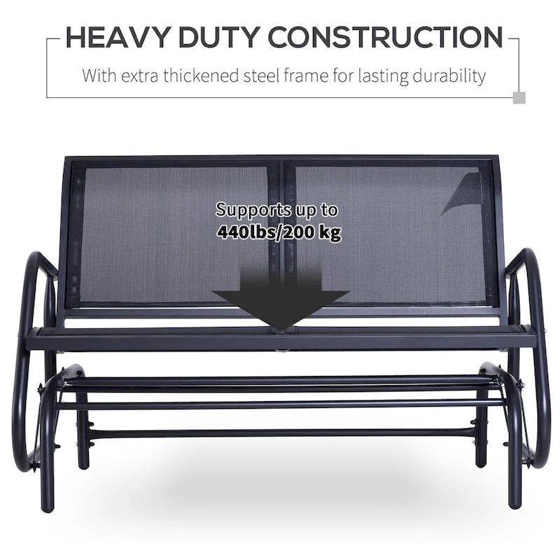 2-Person Outdoor Glider Bench, Patio Double Swing Rocking Chair