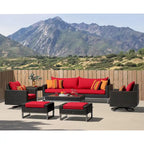 Milo Espresso 8 Piece Sunbrella Outdoor Patio Motion Seating Set